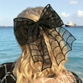 thumbnail image 4 of Halloween Spider Web Lace Hair Bow, Large Gothic Hair Accessory for Women & Girls, Black Hair Clip, 4 of 5