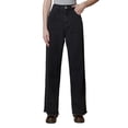 thumbnail image 1 of Gibobby Pantalones deportivos mujer Pantalones de pierna recta con flecos y dobladillo negro de mezclilla para mujer(Negro,X-CH), 1 of 5
