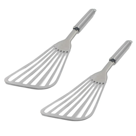 

2pcs Frying Shovel Professional Meat Stainless Steel Slotted Turner Fish Spatula