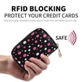 thumbnail image 2 of PU Leather Zipper Card Case Credit Card Holder Small Wallets Pink and White Polka Dots, 2 of 7