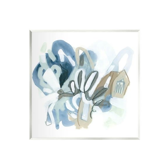 Stupell Industries Contemporary Blue Squiggle Shapes Painting Unframed Art Print Wall Art, Design by June Erica Vess