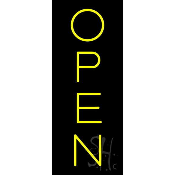 Open Vertical Yellow LED Neon Sign 24 x 10 - inches, Clear Edge Cut Acrylic Backing, with Dimmer - Bright and Premium built indoor LED Neon Sign for storefront.