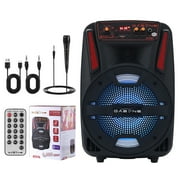 Dazone Wireless FM Speaker, 8 Subwoofer Portable Bluetooth Speaker, 1,000W Loud Sound PA System LED USB Party Stereo Wireless, 1000W