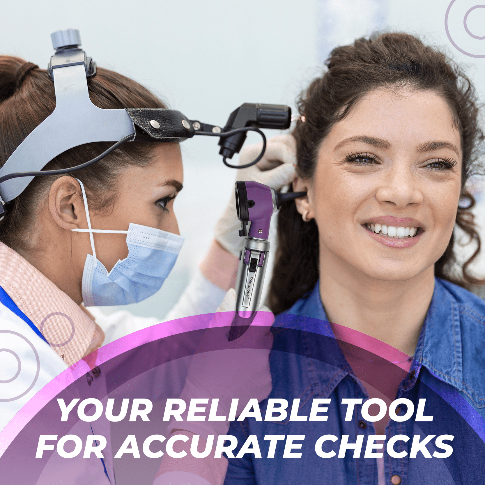 RiteScope Otoscope with Light - Compact Size - Purple