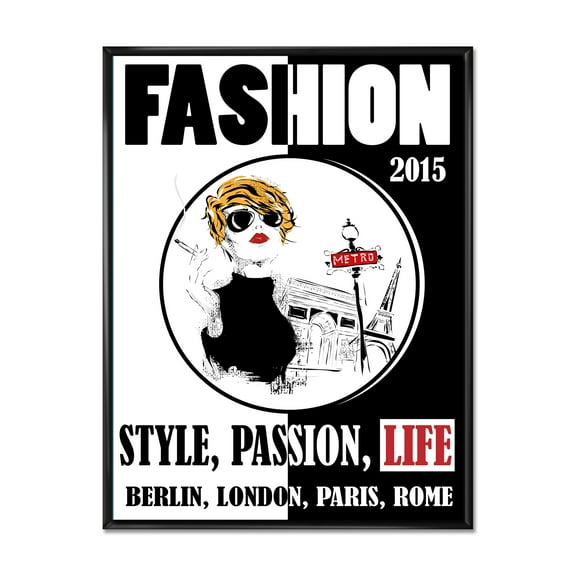 Designart 'Style Passion Life Fashion Woman I' Vintage Framed Canvas Wall Art Print