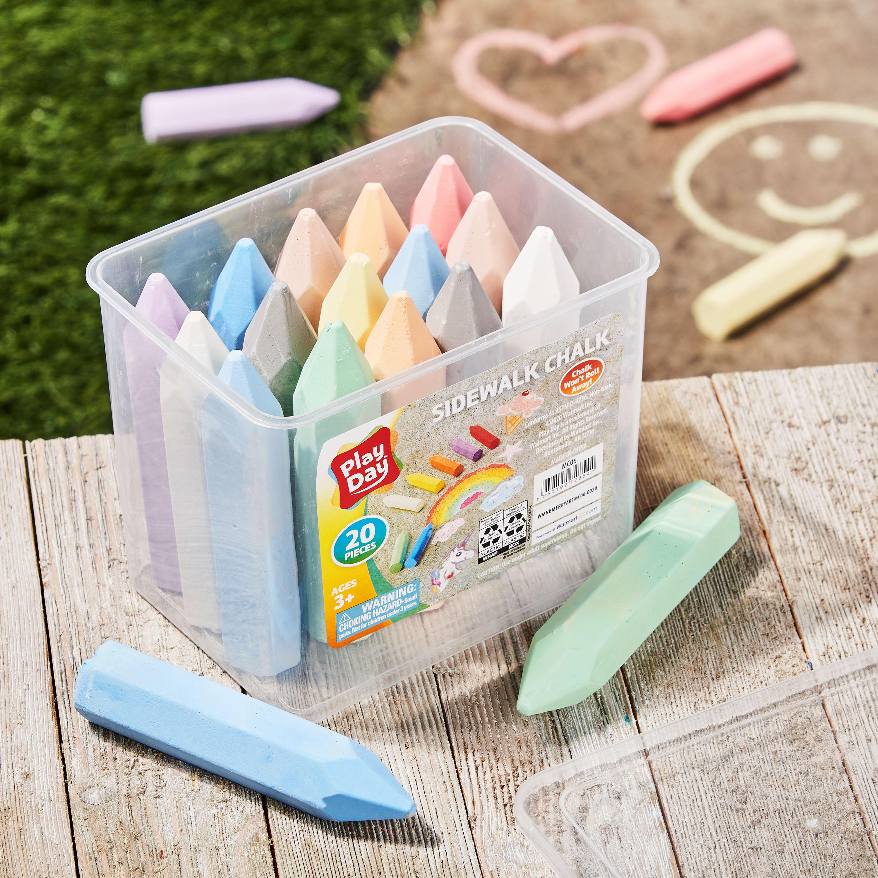 Play Day Sidewalk Chalk, 20 Pieces, Assorted Colors - image 2 of 5