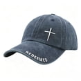 thumbnail image 3 of Men's Cross Embroidered Washed Baseball Cap Vintage Christian Adjustable Dad Hat, 3 of 3