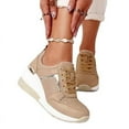 thumbnail image 2 of Chaussures de Sport à Lacets Compensées pour Femmes Vulcanisées Décontractées Confortables, 2 of 2