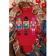 thumbnail image 3 of Women's Red Glittering Nutcracker Printed Crewneck T-Shirt for Holiday Cheer | [ZhiHiMeRi] | (US 20-22)2XL, 3 of 5