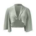 thumbnail image 4 of felwors Women Shrug Soft Chiffon Open Front Sheer Sleeve Bolero Cardigan for Evening Dress Grey, One Size, 4 of 5