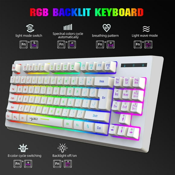 Teclado mecánico inalambrico Macarena 87 teclas 2,4G para portátil Blanco