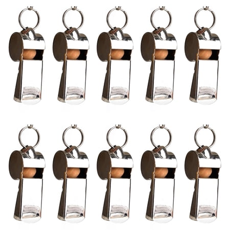 GOGO 10 Pcs Brass Whistles with Lanyards Referee Coach Metal Pea Whistle Sporting Goods
