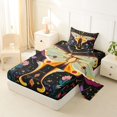 thumbnail image 2 of jejeloiu Whimsical Moth Twin Sheets For Girls,Celestial Floral Pattern Bedding,Black Multi Color,3-Piece,1 Fitted Sheet and 1 Pillowcase, 2 of 6