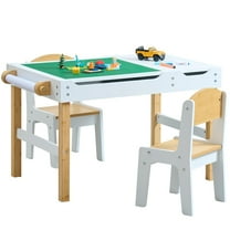 Kids Activity Table with Storage, 3 in 1 Kids Table Compatible with Lego Building Block for Boys Girls, Wooden Desk Reversible Tabletop for Toddler Arts,Drawing, Reading
