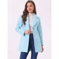 thumbnail image 3 of INSPIRE CHIC Women's Elegant Notched Lapel Button Single Breasted Winter Long Coat Light Blue L, 3 of 7