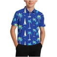 thumbnail image 2 of ITSAME Shirts for Boys, Fashion Print School Uniform Lapel Button Summer Casual Short Sleeve Tops Blue 5-6T, 2 of 7