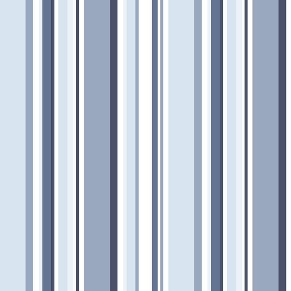 Navy And White Wide Stripe Wallpaper