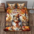 thumbnail image 2 of Happy Thanksgiving Shetland Sheepdog Give Thanks Fall Beanie Scarf Welcome Quilt Bedding Set Sheltie Dog Lover Gifts 1 Blanket Bed Cover 2 Pillowcases - 00020, 2 of 5