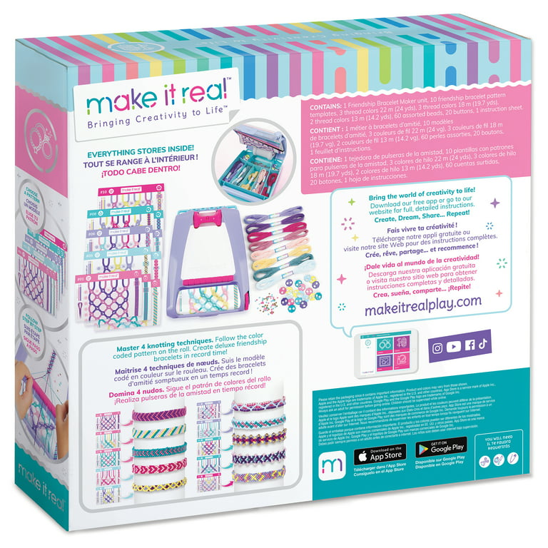 Make It Real: DIY Friendship Bracelet Maker Set - Create 20 Bracelets,  Deluxe Friendship Bracelets Made Easy, 10 Patterns, 100+ Pieces, Make