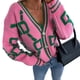 thumbnail image 2 of Suéteres Tipo Cárdigan de Punto Grueso para Mujer, Informales, Abiertos, con Botones, para Invierno, y Otoño Rosa M, 2 of 10