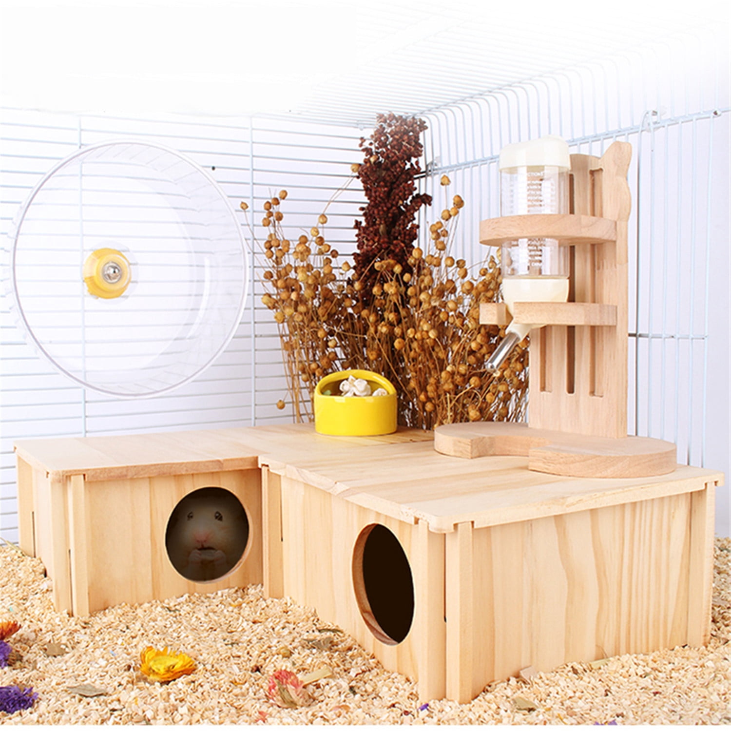 BQBQERT Hamster Wooden House Natural Small Animal Cage Chew Toy for Mouse Gerbil Hedgehog