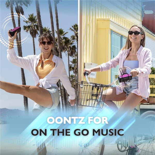 OontZ Angle 3 Bluetooth Speaker, 2 Pack Portable Wireless Bluetooth Speaker, 10 Watts, Crystal Clear Stereo Sound, IPX5 Water Resistant Loud Bluetooth Speakers (Pink-Dual)