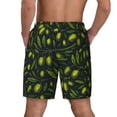 thumbnail image 3 of Sigee Green Branch Olive Print Mens Swim Trunks with Compression Liner Quick Dry Swim Stretch Beach Shorts with Pockets,S-3XL, 3 of 7