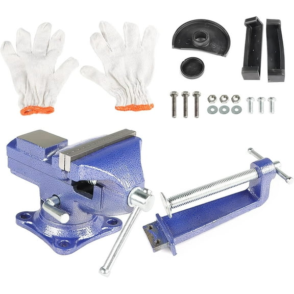 findmall 3.3 Inch Multi-Functional Combined Vise Dual-Purpose Bench or Table Vise Multifunctional Jaw Universal Rotate 360 Degree Work Clamp Portable Home Clamp On Vise - Blue