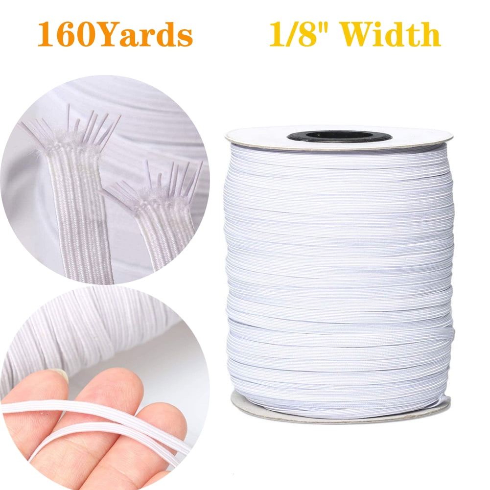 200 Yards Elastic Band for DIY Mask,3mm White Elastic String Cord Elastic Rope Heavy Stretch High Elasticity Knit Strap Trim Spandex Strings for Making DIY Sewing Crafts
