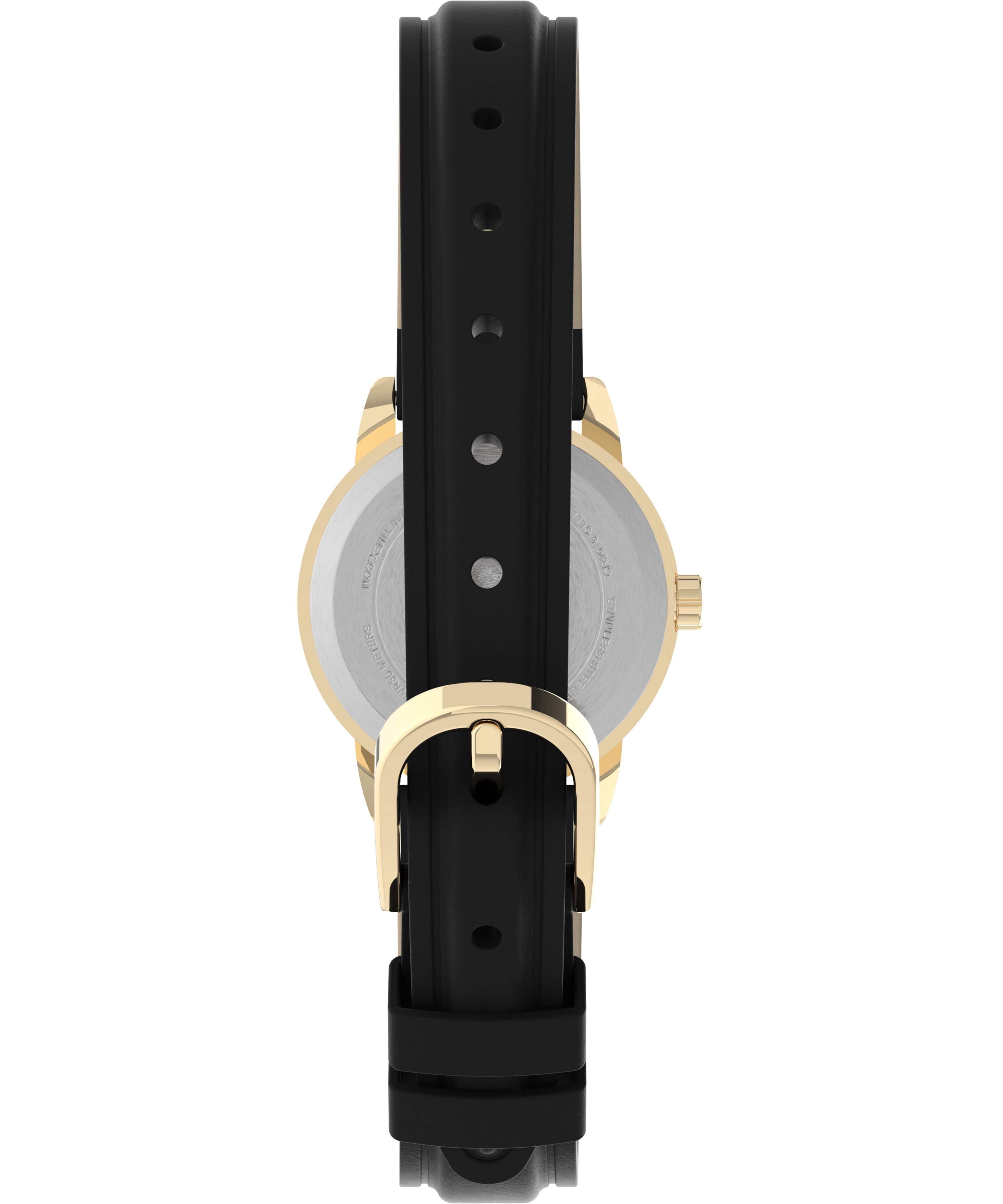 Timex Women's Easy Reader Date Black/Gold/White 25mm Casual Watch, Leather Strap