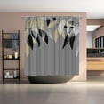 thumbnail image 3 of Leaves Shower Curtain Black and Grey Botanical Plant Bahtroom Decor Fabric Cloth 72"x72" with 12 Hooks, 3 of 5