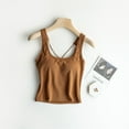 thumbnail image 2 of ZyeKqe Built in Bra Tank Tops for Women Criss Cross Backless Cami Top Sleeveless Undershirts Vest, 2 of 5