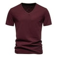 thumbnail image 2 of Short Sleeve T Shirts Tshirts for Men Comfy Bamboo Viscose Tee Shirts V Neck Moisture-Wicking Undershirt T-shirts (M, Wine), 2 of 6