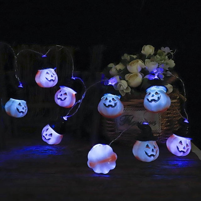 Halloween LED String Lights Festival Pumpkin Ghost Skeleton Fairy Lights USB and Batteries Powered Home Party Decoration Props Type 1