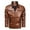 Brown, variant on ShomPort Brown Leather Jacket Casual Full Zip Up Jackets Lightweight Windbreaker Motorcycle Biker Outwear Coat