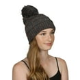 thumbnail image 1 of Gravity Threads Warm Cable Knit Thick Soft Beanie w/ Pom - Melange Grey, 1 of 2