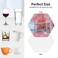 thumbnail image 6 of Disketp Pastel Pink Beach Cafe Funny Coasters,4 Pcs Leather Coasters with Holder, Perfect Housewarming Hostess Gifts,Protect Furniture from Water Marks Scratch and Damage-Hexagon, 6 of 6