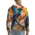 thumbnail image 7 of Fotbe Bluebird Blossom Elegance Pattern Womens Long Sleeve Hoodie, Pullover Hooded Sweatshirt, Kangaroo Pocket Hoodie with Eye-catching Drawstrings-Medium, 7 of 7