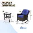thumbnail image 2 of INTER HUT Stone Creek Outdoor Rocking Chair Wicker Bistro Set w/Cushions & Table, Blue, 2 of 8