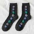 thumbnail image 2 of JeashCHAT Women Fashion Retro Academic Style Flower Lovely Cotton Middle Tube Socks, 2 of 2