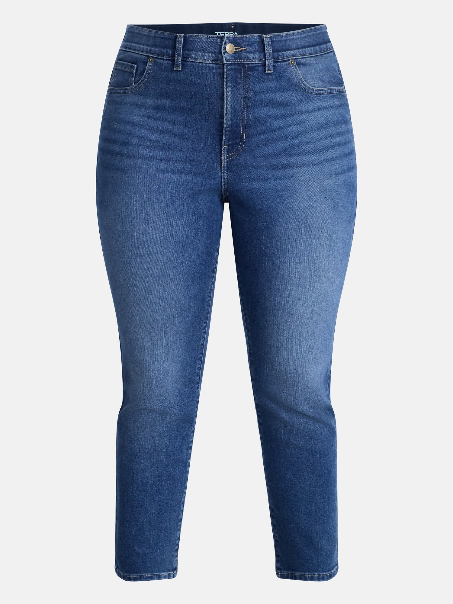 Terra & Sky Women's Plus Signature High Rise Skinny Jeans, 30" Inseam, Sizes 16W-26W