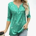 thumbnail image 3 of NSLGXD 3/4 Length Sleeve Womens Tops Trendy Button V Neck Henley Shirts Gradient Color Casual Boho T-Shirts Loose Comfy Tunic Tops Blouses Summer Vacation Shirts for Women 2025, 3 of 6