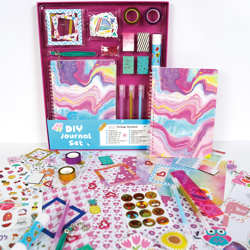 Gogcaro DIY Journal Kit for Girls - 90+Pcs Journal Set for Tween & Teen Girls, Journaling Art & Crafts Kits, Ideal Gifts for 8 9 10 11 12 13 14 Year Old Girl, Scrapbook & Diary Supplies Set