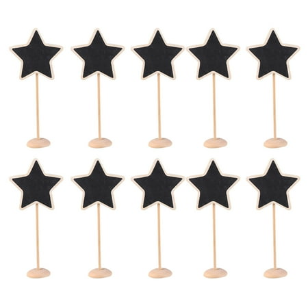 

10pcs Mini Creative Chalkboards Five-pointed Star Shaped Blackboard with Stand Message Board Party Favor for Wedding Party Decorations (Black)
