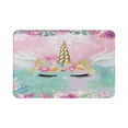 thumbnail image 1 of Unicorn Bath Mat Cute Magical Unicorn Head with Pink Flower Floral Fantasy Cartoon Fairy Tales Rug 16"x24", 1 of 8
