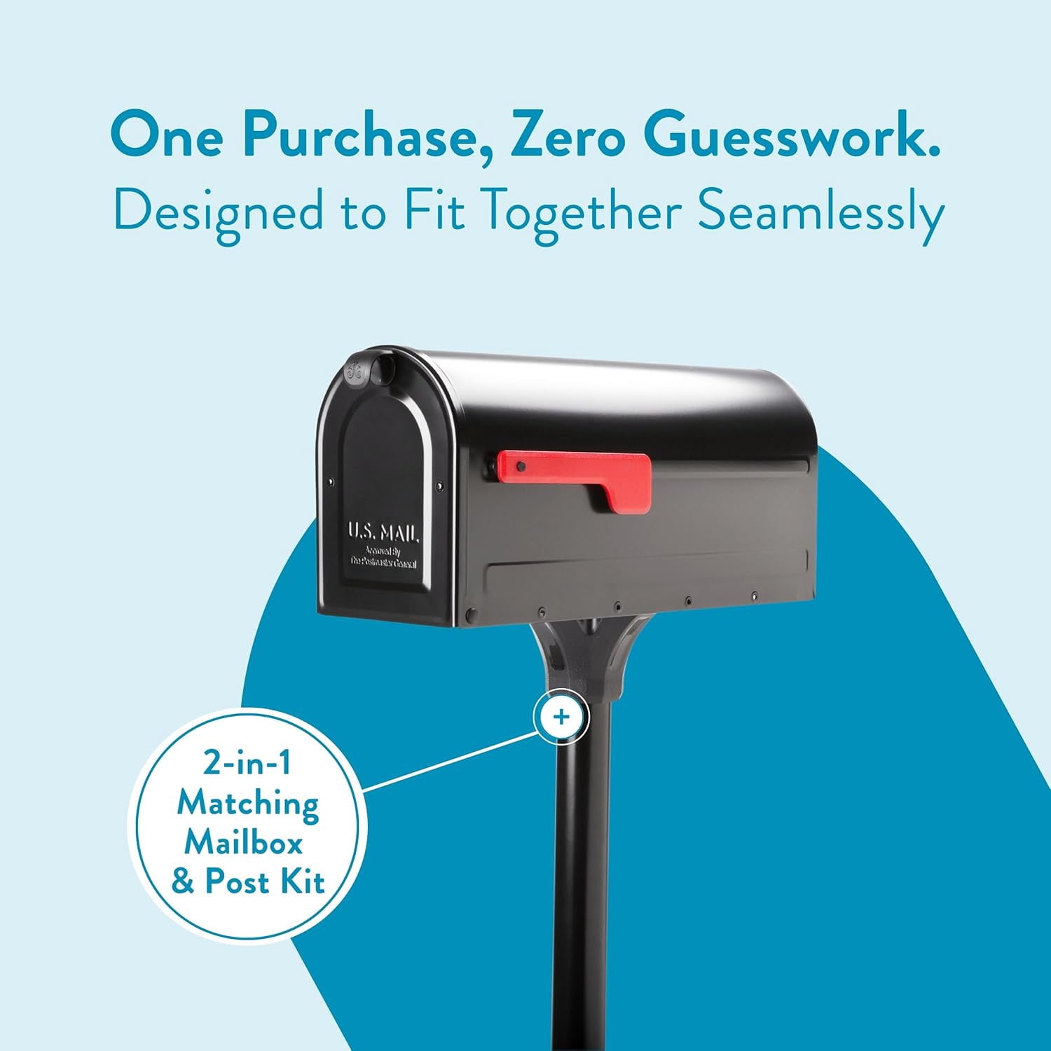 7680B-10 MB1 Mount Mailbox and In-Ground Post Kit, Medium, Black