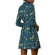 thumbnail image 2 of Vestido de camisa floral con cinturón y botones de solapa para mujer Allegra K XL azul teal, 2 of 8
