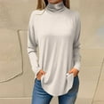 thumbnail image 2 of Fgnfyis Women's Long Sleeve T-Shirt Soft Casual Loose Fit Pocket Detail Flip Hem Comfortable Basic Top for Everyday Wear Beige L, 2 of 4