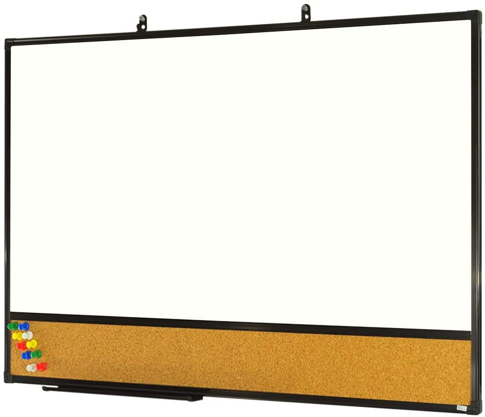 10 Push Pins BOARD LINE Combination Board 48 X 36 Inches,Combo Whiteboard & Cork Board with Aluminum Frame 
