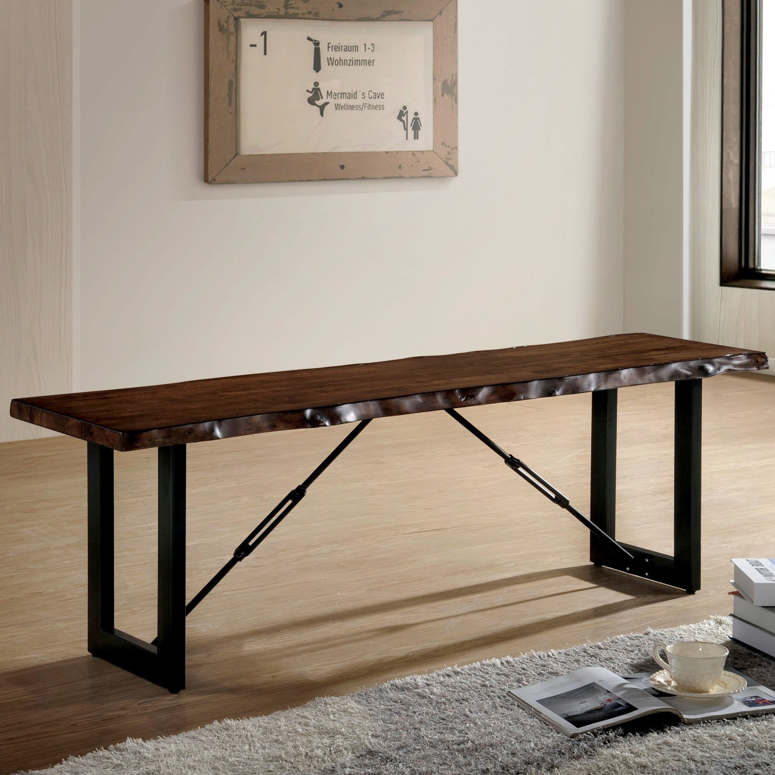 Furniture Of America Terele Industrial 54 Inch Walnut Bench By Foa